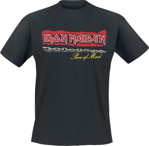 Iron Maiden POM Red Strip Logo Tracklist Tričko černá
