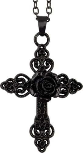 etNox Black Rose Cross Náhrdelník - řetízek černá