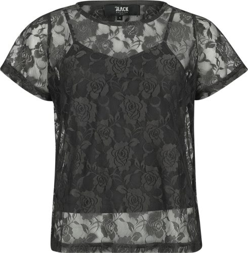 Black Premium by EMP Dvouvrstvé tričko s krajkou s motivem Dámské tričko šedá