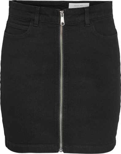 Noisy May Denimová sukně NMKleo VI455BL s vysokým pásem a zipem Mini sukně černá