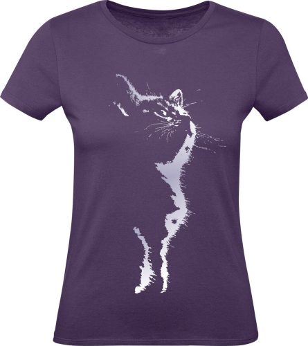 Tierisch Cat Silhouette Dámské tričko purpurová
