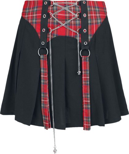 Banned Alternative Isadora Skirt Sukně cerná/cervená